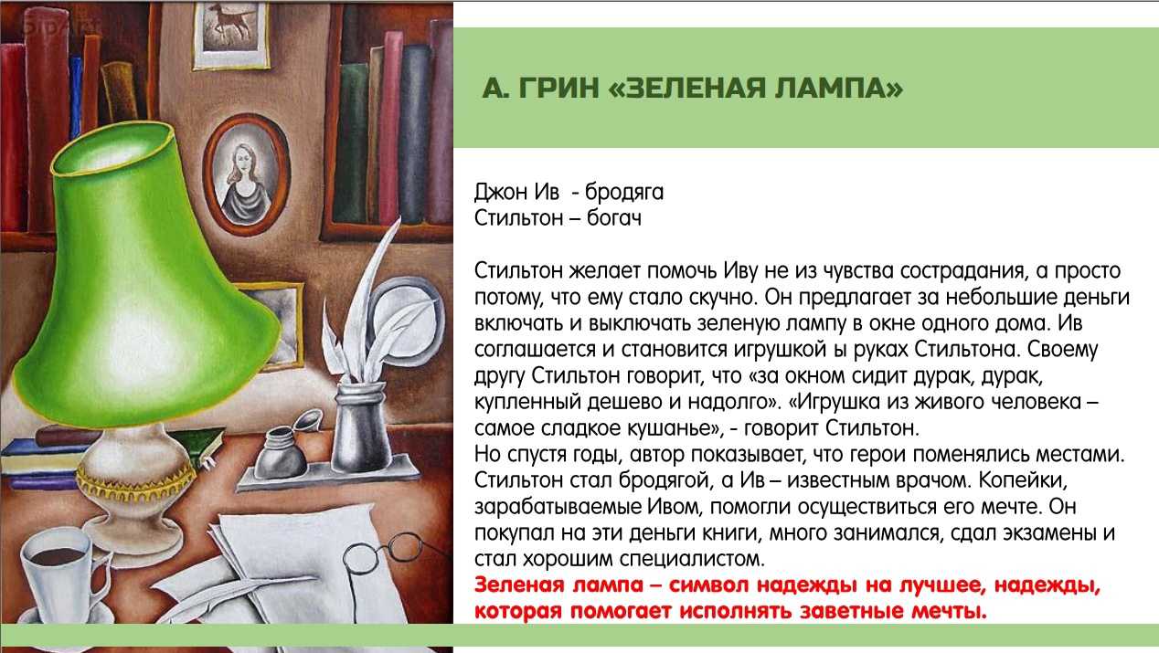 А. грин, «зеленая лампа»: краткое содержание
