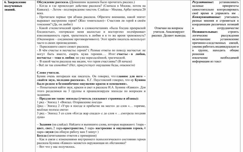 Анализ рассказа бунина кавказ 9 класс