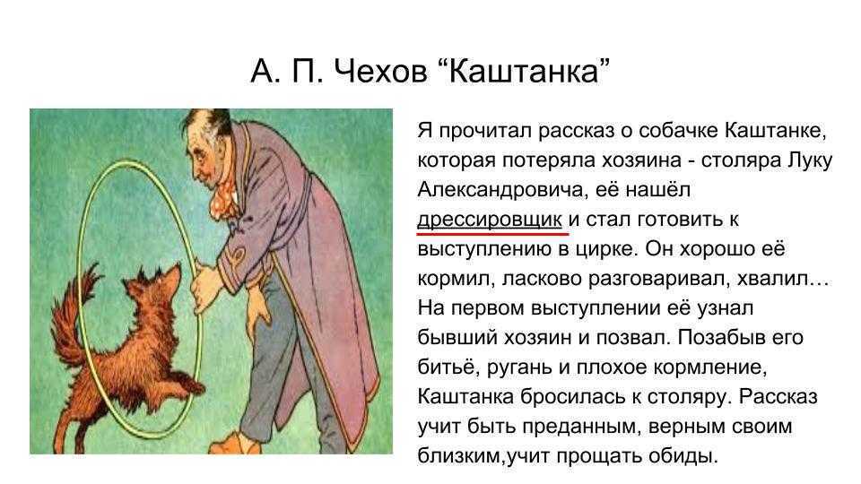 Краткое содержание рассказа чехова «каштанка»: главные герои и основная мысль, пересказ и план произведения | tvercult.ru