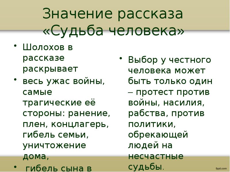Шолохов "судьба человека"