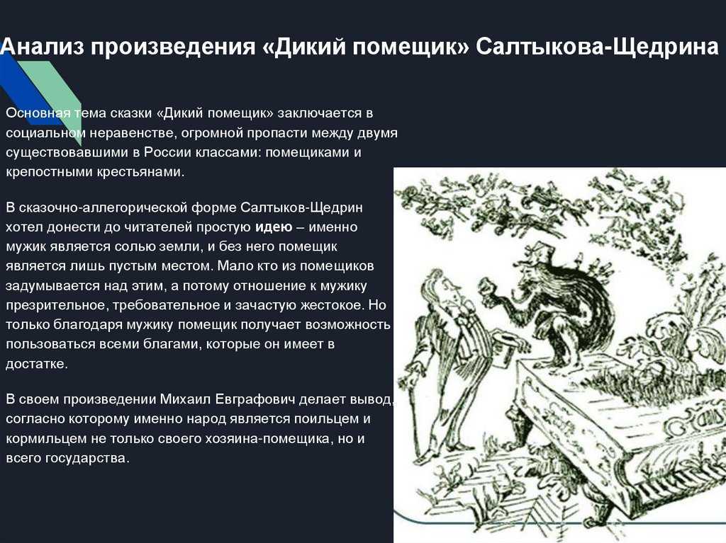 Анализ сказки дикий помещик салтыкова-щедрина сочинение