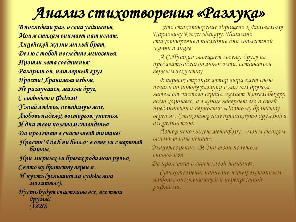 Анализ стихотворения лермонтова к сушковой сочинения и текст