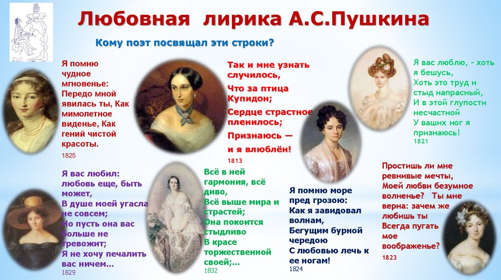 Особенности любовной лирики в творчестве пушкина