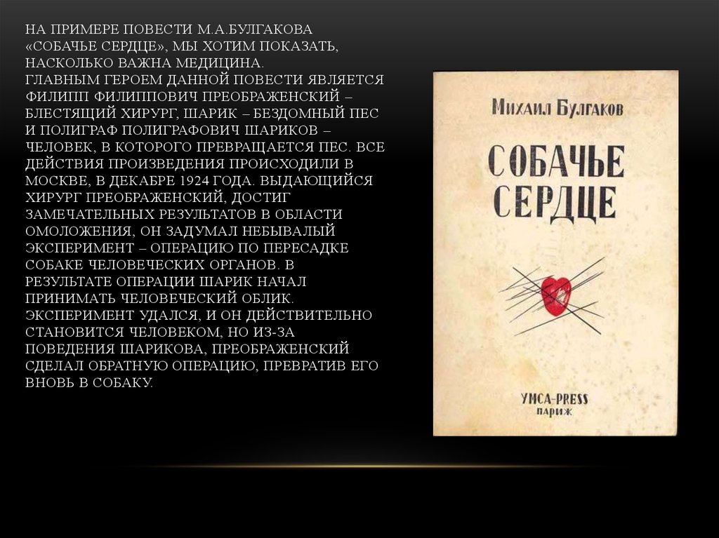 Краткое содержание булгаков собачье сердце кратко и по главам для читательского дневника