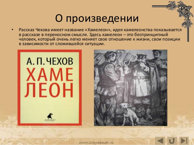 Хамелеон краткое содержание для читательского дневника. а.п