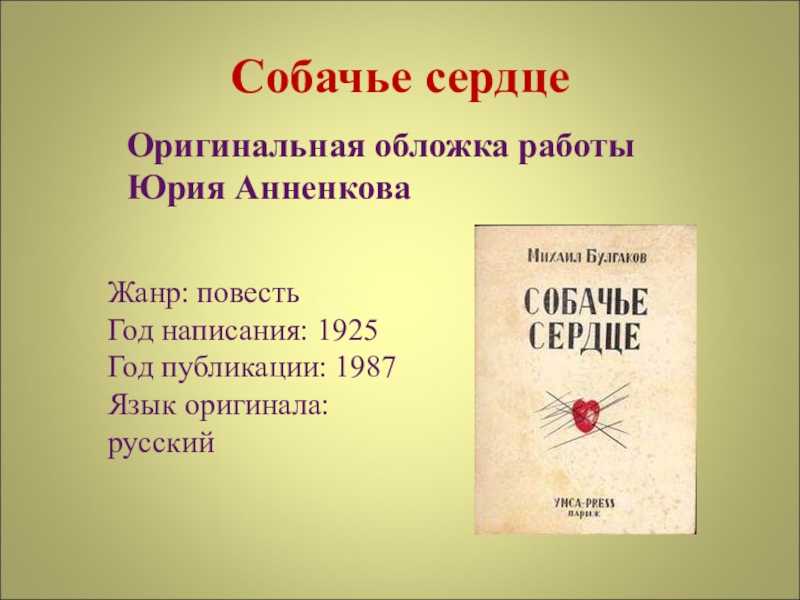 Повесть булгакова «собачье сердце» читать краткое содержание