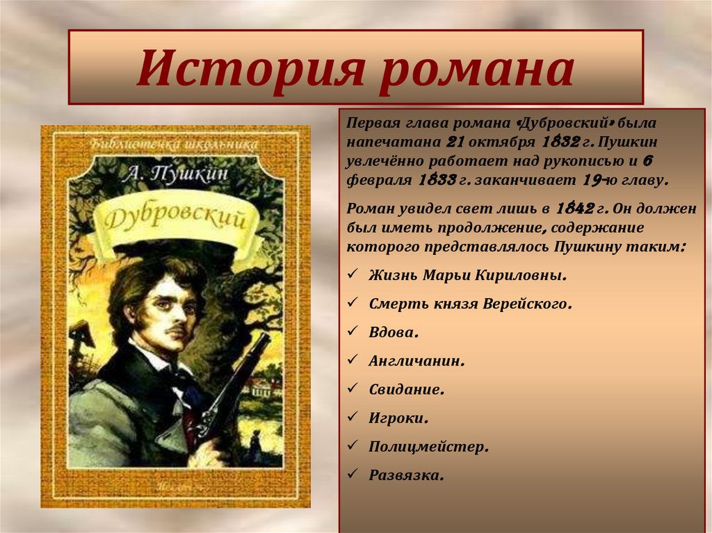 Дубровский - краткое содержание по главам романа пушкина